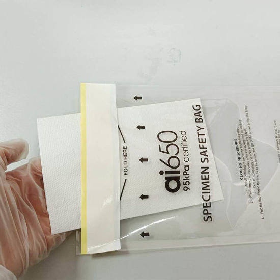 AIC 95kpa Hot Selling Zelfverzegelbaar Lab Zipper Bio Hazard Bio Hazard Specimen Transport Poly Specimen Bag