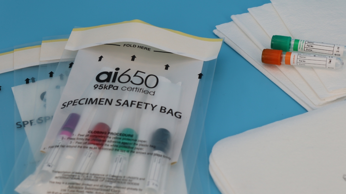 AI650 Lab Biogevaarlijke Proeftassen met Pocket Orange Logo Aflosbaar Ziplck Waterdicht Duurzaam Voor Proeftransport