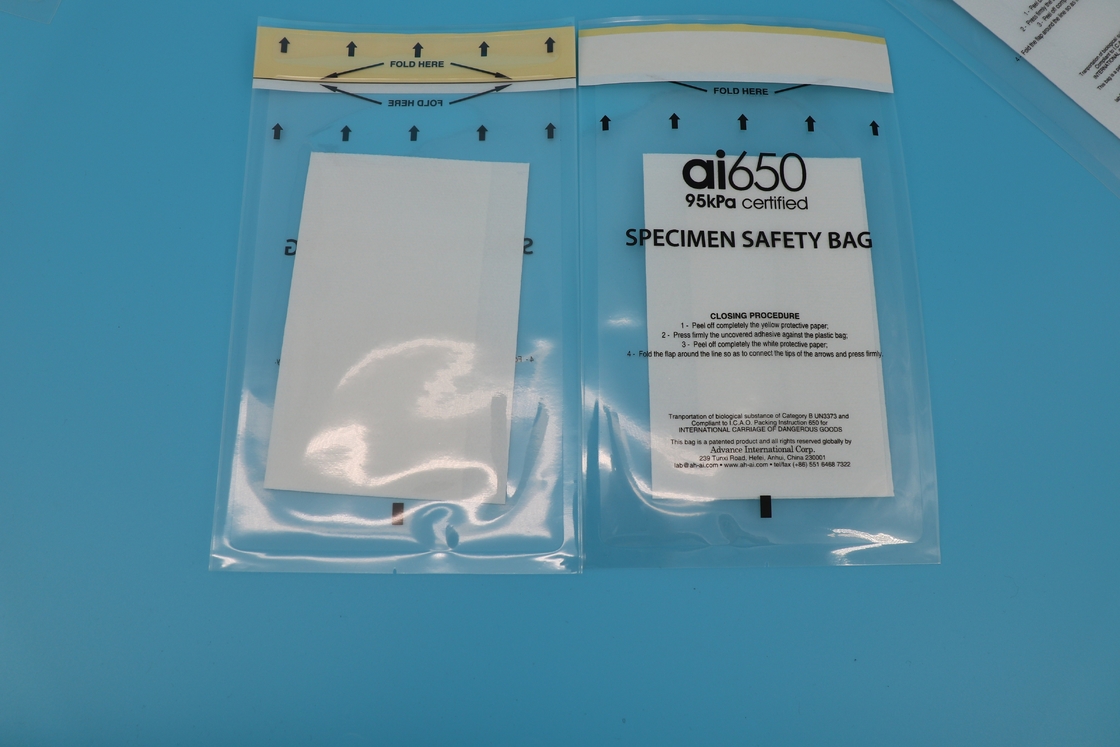 AI650 Steriel Proefmateriaal Medische Biogevaarlijke Zaken Proefmateriaal Transportzak Documentzak Plastic Zip Bag