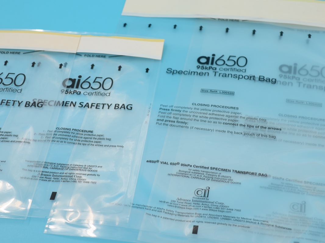 3 lagen / 2 lagen Laboratorium milieuvriendelijk Biogevaarlijk Medisch Proefstuk Kangoeroe Transport Collectie 95kpa zak