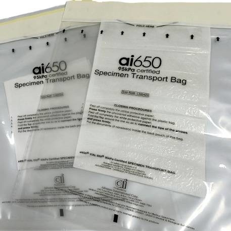 400 stuks 95 kPa 15*24 cm Duidelijke proeftas Biologische CRO-benodigdheden Koelbox voor luchtvervoer Verpakking met binnen papierzak