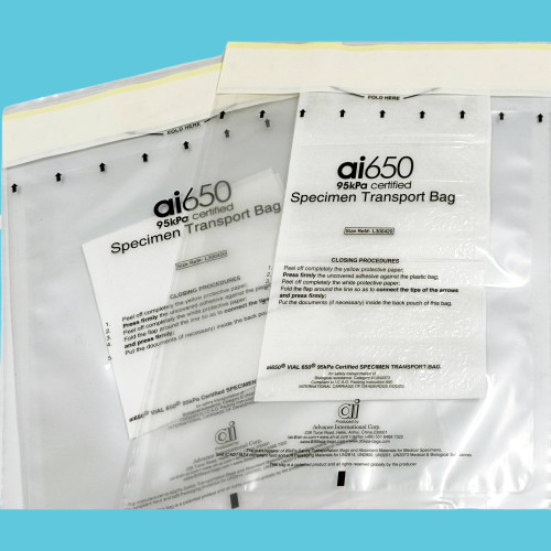95kpa heldere biohazard-monstersakken met absorberend pad, rits en top afdichtend plastic zakje 150*240mm