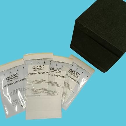 95kpa exemplaarzakjes 5,9x9,5 inch met Ai 650 Biohazard logo Zip slot sluiting LDPE materiaal