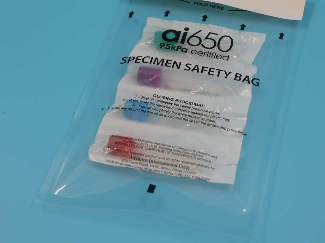 Aanpasbare proeftassen voor biologisch gevaar voor laboratoriummonsterschip Zipper PP en PE Plastic voor afval en chemische industrie