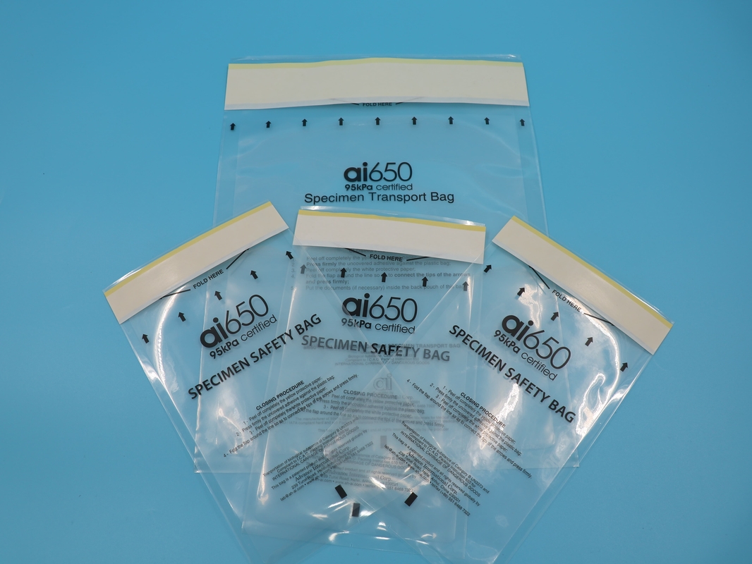 Medische biohazard zak met absorberend pad Proeftassen Zip slot top Proeftassen met buitenzak papierzak