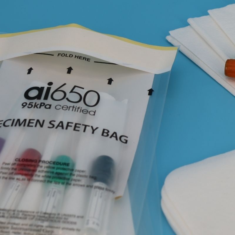 95kpa Specimen Transport Bag With Absorbent Tubes And Pouches For Medical Samples Leakproof Protection