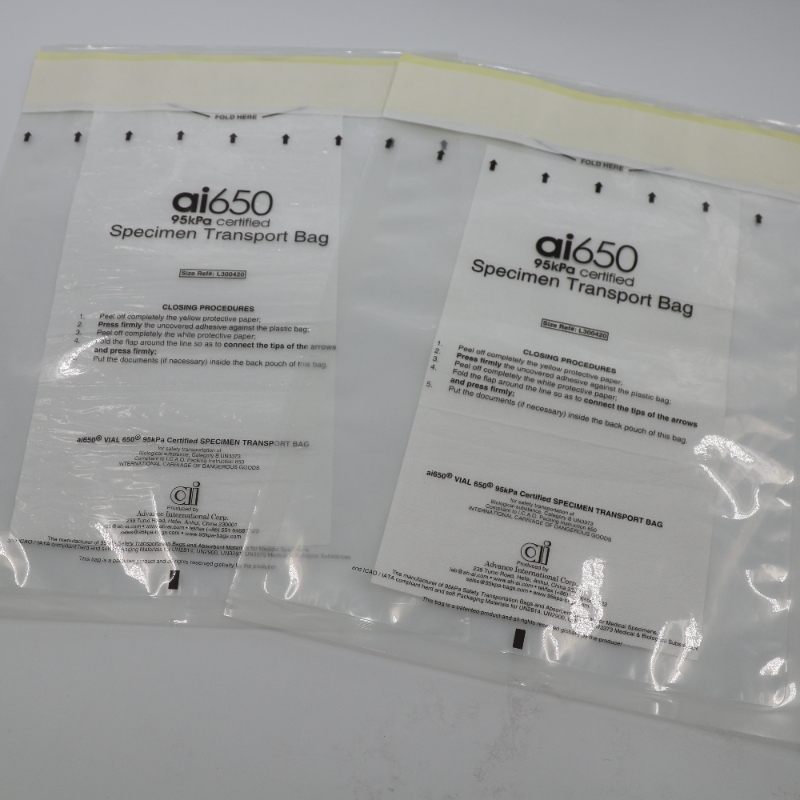 UN3373 Transparante medische specimenzakken met absorberende zak en veilige specimen verzenddoos