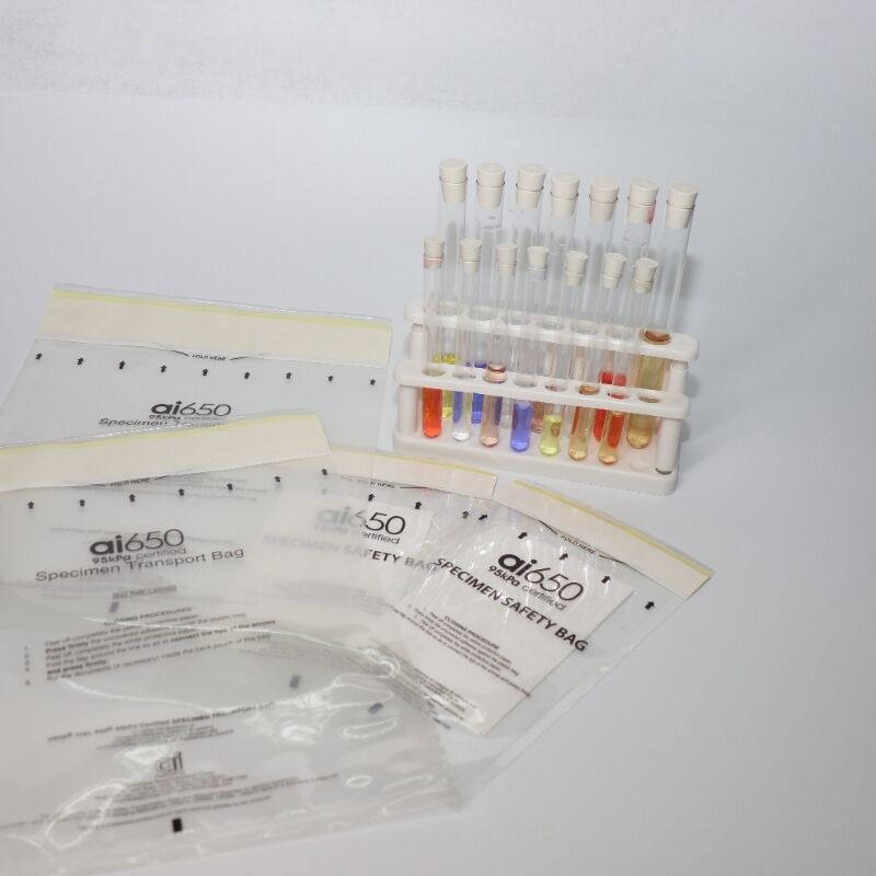 Proefproefvervoerzak ¥ 95 kPa onder druk getest, verscheurbestendig, met ingebouwde absorberende hoes voor het vervoer van besmettelijke stoffen